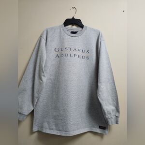 Vintage 90s JanSport Gustavus Adolphus College T-Shirt Large Made in USA Gray